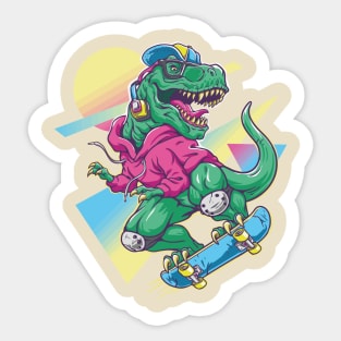 Retro Rex Skater: Time-Traveling Thrills Sticker